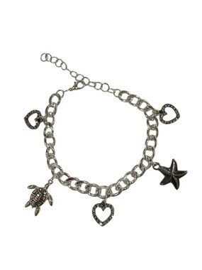 Handmade Silver Plated Bracelet with Turtle and Starfish Charms